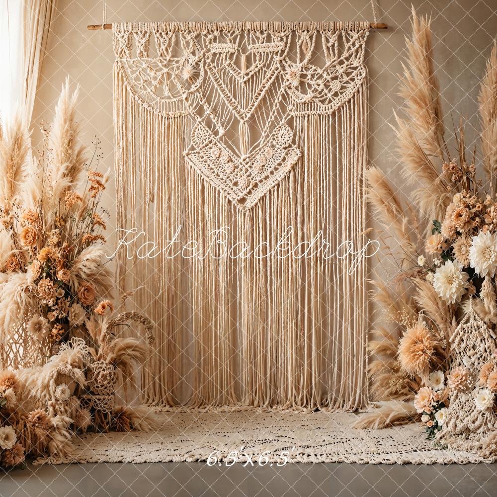 Kate Bohème Macramé Floral Beige Toile de fond conçue par Emetselch - Kate Backdrop FR