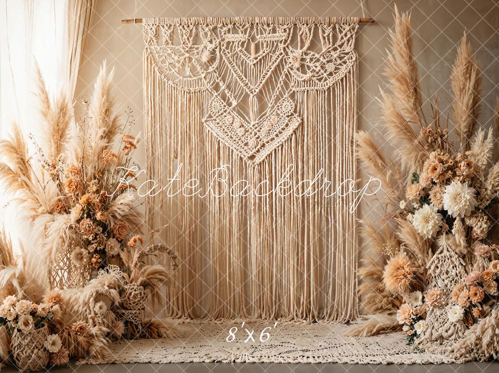 Kate Bohème Macramé Floral Beige Toile de fond conçue par Emetselch - Kate Backdrop FR