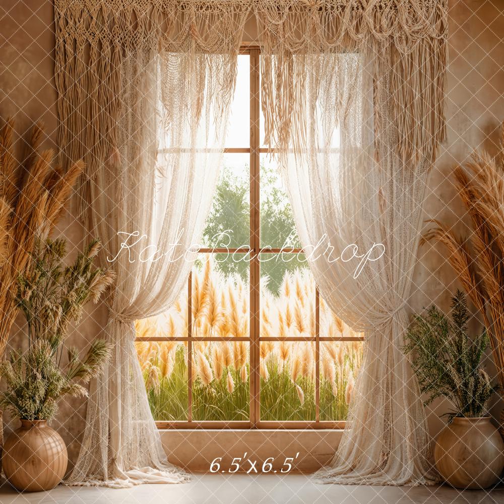 PROMO Kate Bohème Fenêtre Herbe des pampa Toile de fond conçue par Emetselch - Kate Backdrop FR