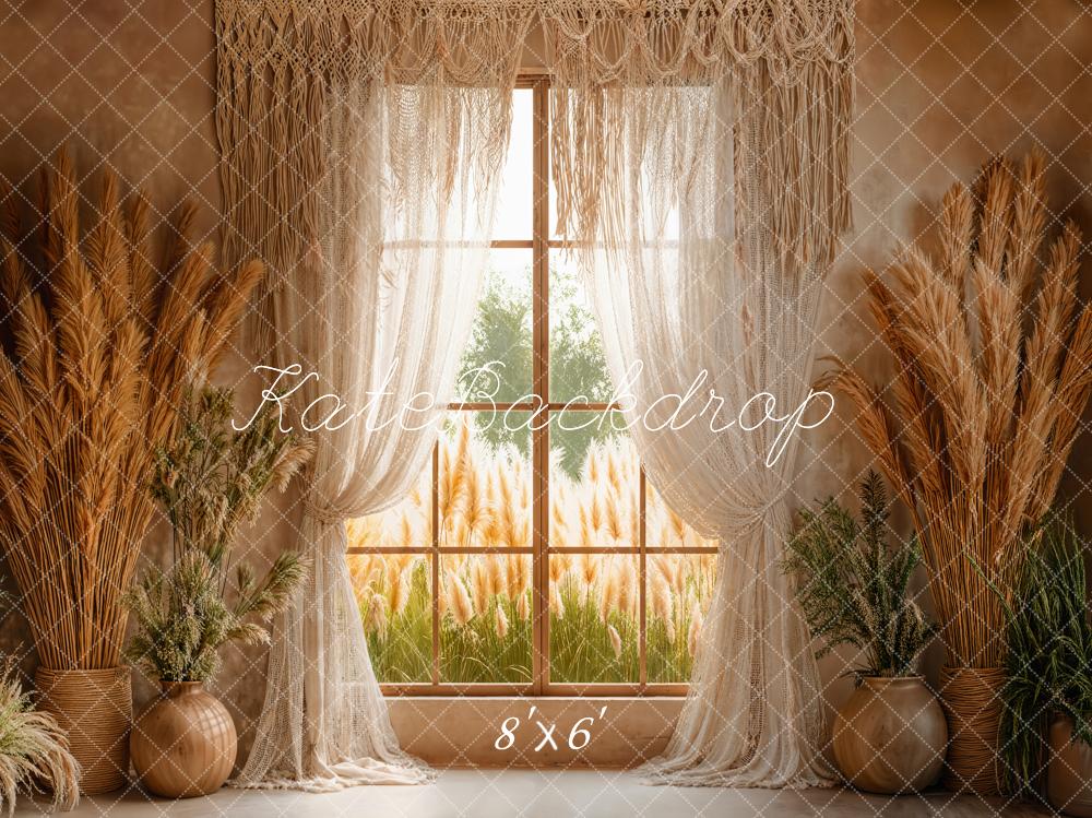 PROMO Kate Bohème Fenêtre Herbe des pampa Toile de fond conçue par Emetselch - Kate Backdrop FR