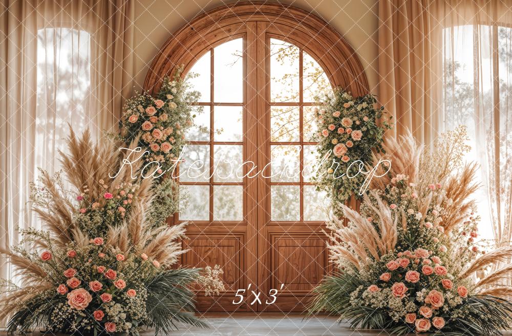 Kate Bohème Floral Mariage Fenêtre Porte Toile de fond conçue par Emetselch - Kate Backdrop FR