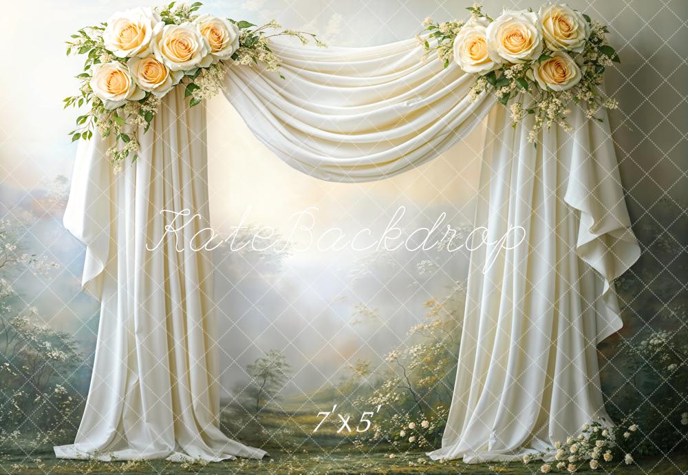 Kate Mariage Floral Tissu drapé Vintage Toile de fond conçue par Emetselch - Kate Backdrop FR