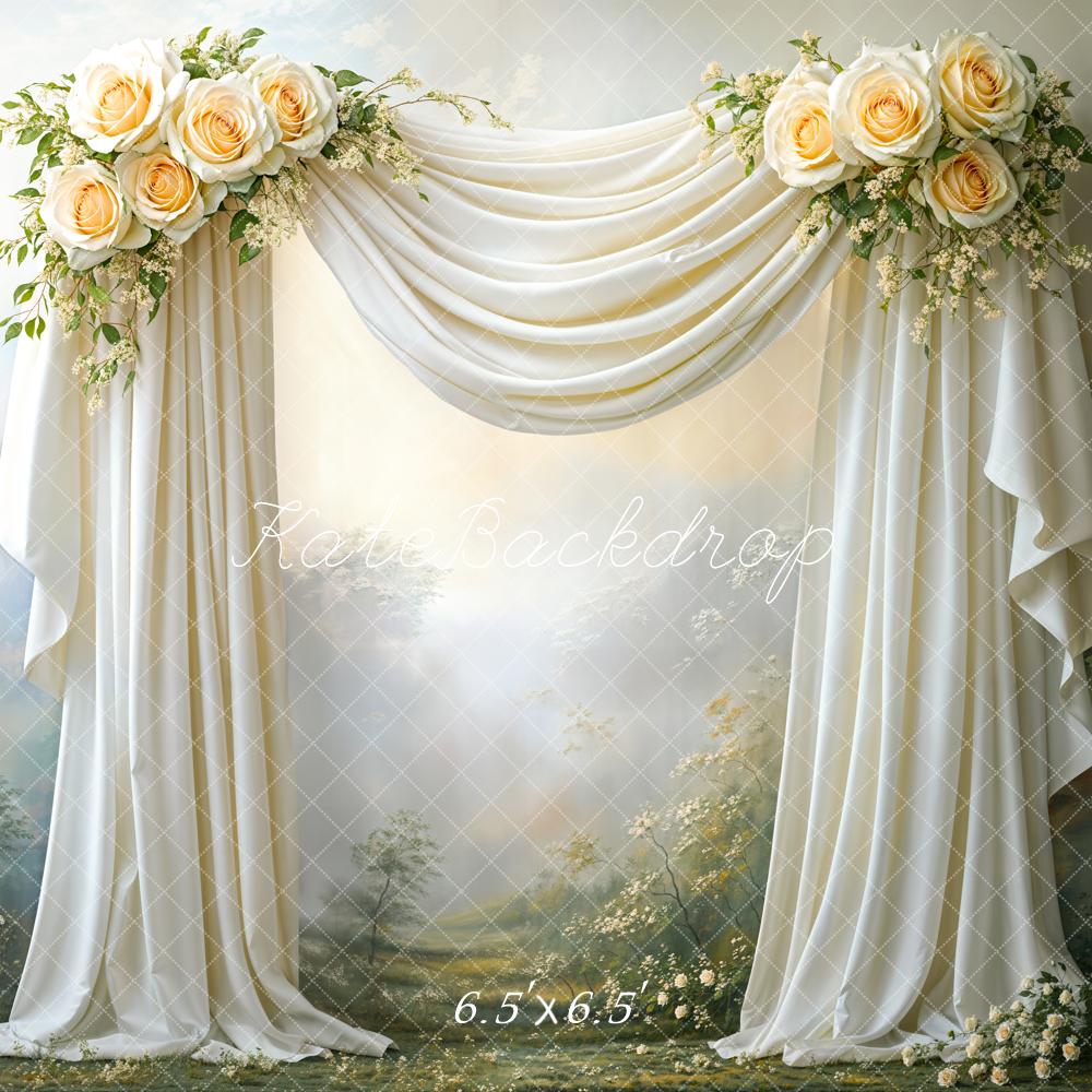 Kate Mariage Floral Tissu drapé Vintage Toile de fond conçue par Emetselch - Kate Backdrop FR