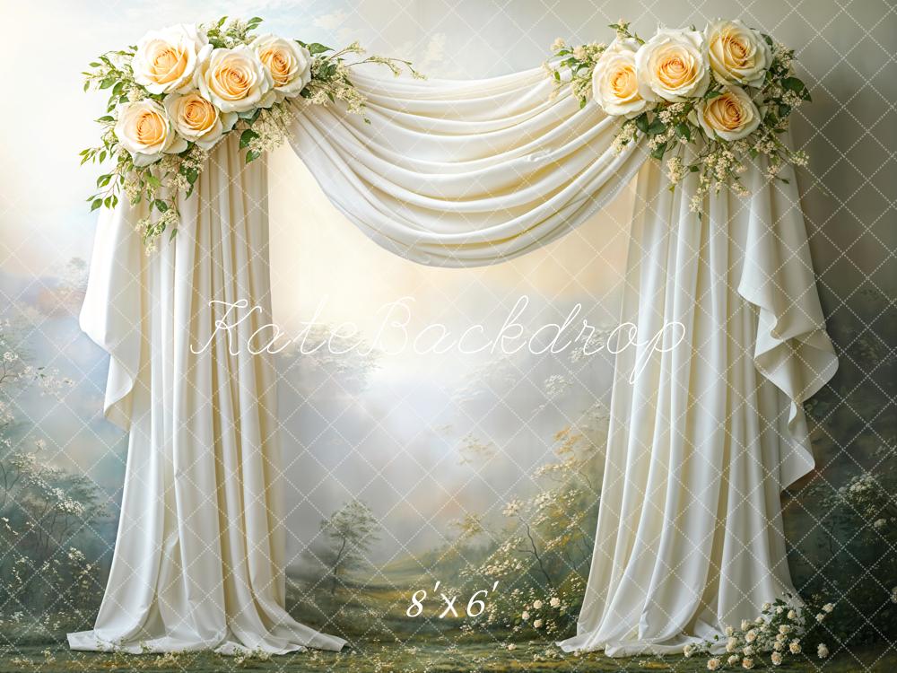 Kate Mariage Floral Tissu drapé Vintage Toile de fond conçue par Emetselch - Kate Backdrop FR