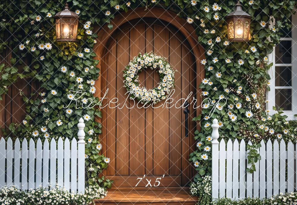 Kate Printemps Lierre Fleurs Porte en bois Toile de fond conçue par Emetselch - Kate Backdrop FR