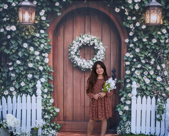 Kate Printemps Lierre Fleurs Porte en bois Toile de fond conçue par Emetselch - Kate Backdrop FR
