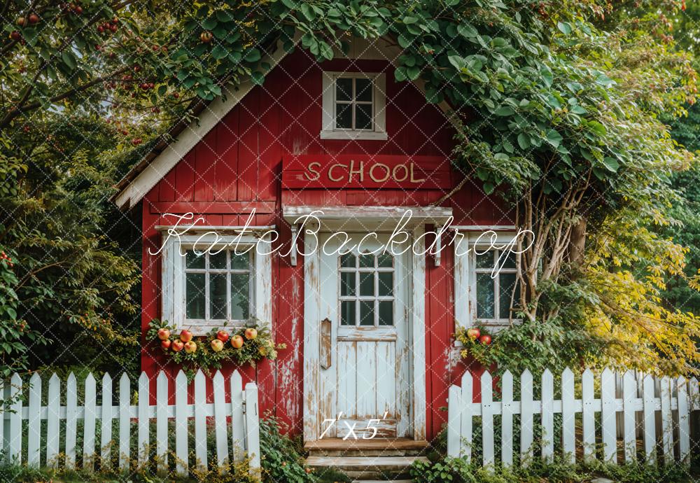 Kate Retour à l'école Maison Rouge Toile de fond conçue par Emetselch - Kate Backdrop FR