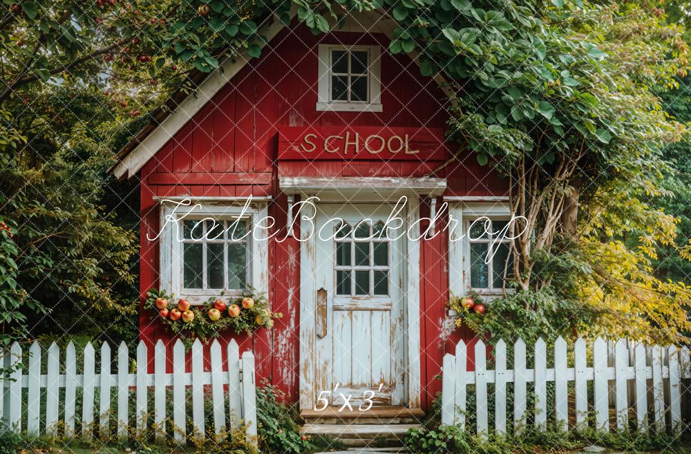 Kate Retour à l'école Maison Rouge Toile de fond conçue par Emetselch - Kate Backdrop FR