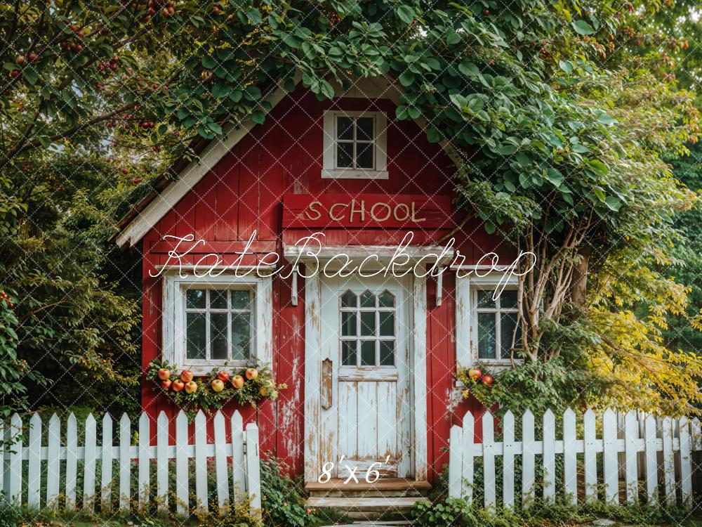 Kate Retour à l'école Maison Rouge Toile de fond conçue par Emetselch - Kate Backdrop FR
