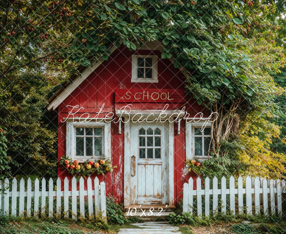 Kate Retour à l'école Maison Rouge Toile de fond conçue par Emetselch - Kate Backdrop FR