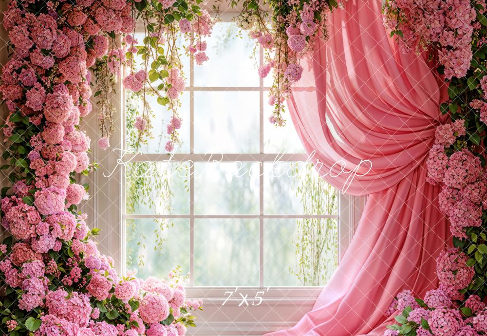 Kate Printemps Floral Fenêtre Rose Rideau Toile de fond conçue par Emetselch - Kate Backdrop FR