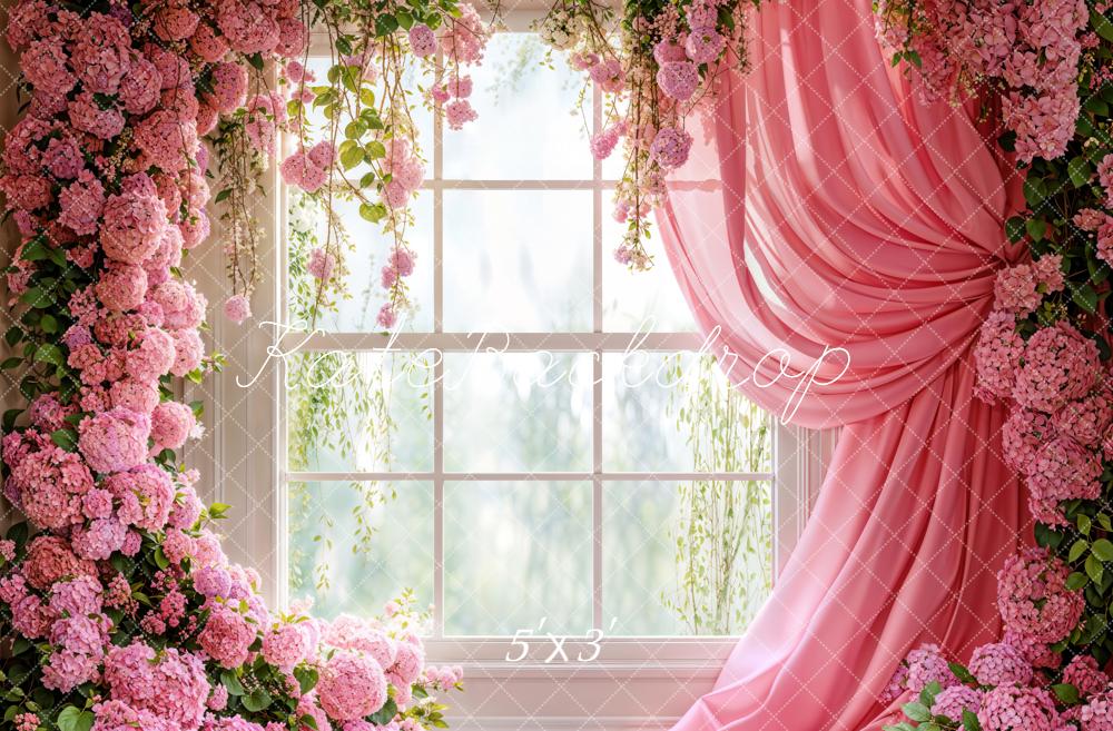 Kate Printemps Floral Fenêtre Rose Rideau Toile de fond conçue par Emetselch - Kate Backdrop FR
