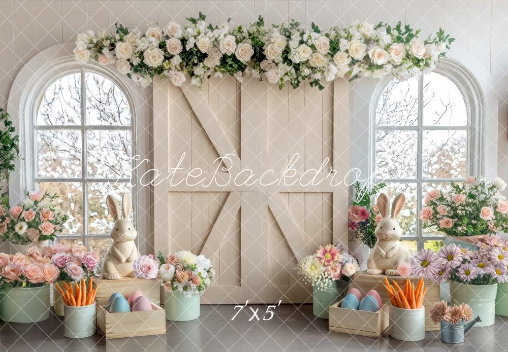Kate Pâques Intérieur Crème Porte Floral Toile de fond conçue par Mini MakeBelieve - Kate Backdrop FR