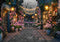 Kate Printeps Nuit Village Fleurs Lumières Toile de fond conçue par Mini MakeBelieve - Kate Backdrop FR
