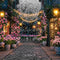 Kate Printeps Nuit Village Fleurs Lumières Toile de fond conçue par Mini MakeBelieve - Kate Backdrop FR