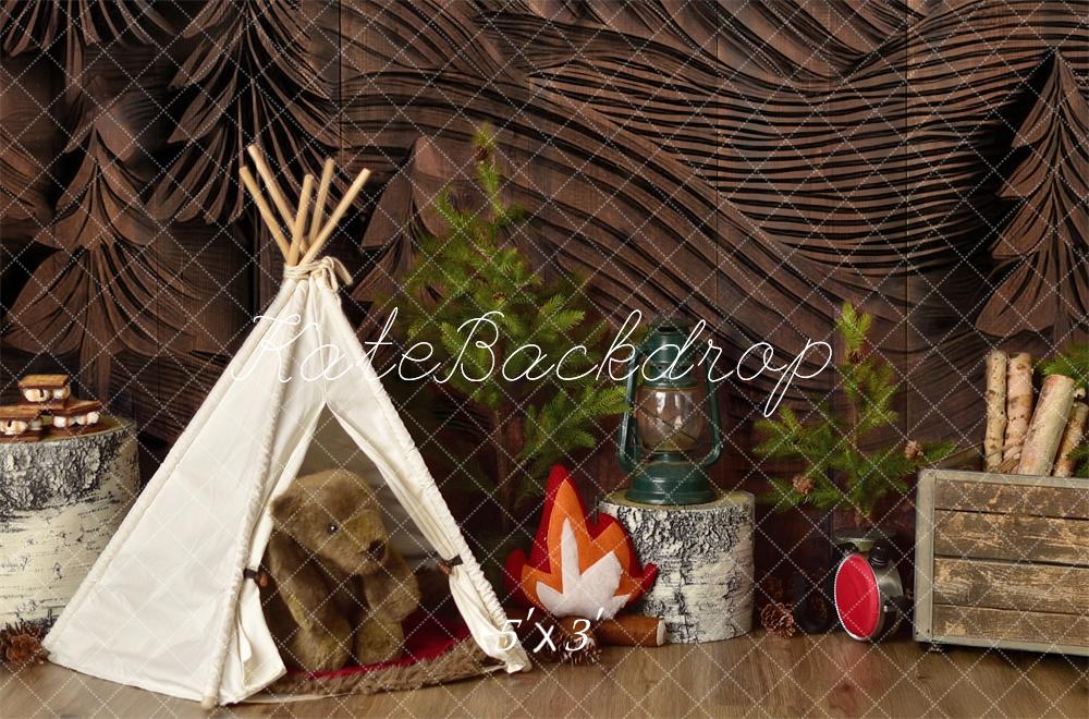 Kate Camping Forêt Tipi Mur sculpté Toile de fond conçue par Mandy Ringe - Kate Backdrop FR