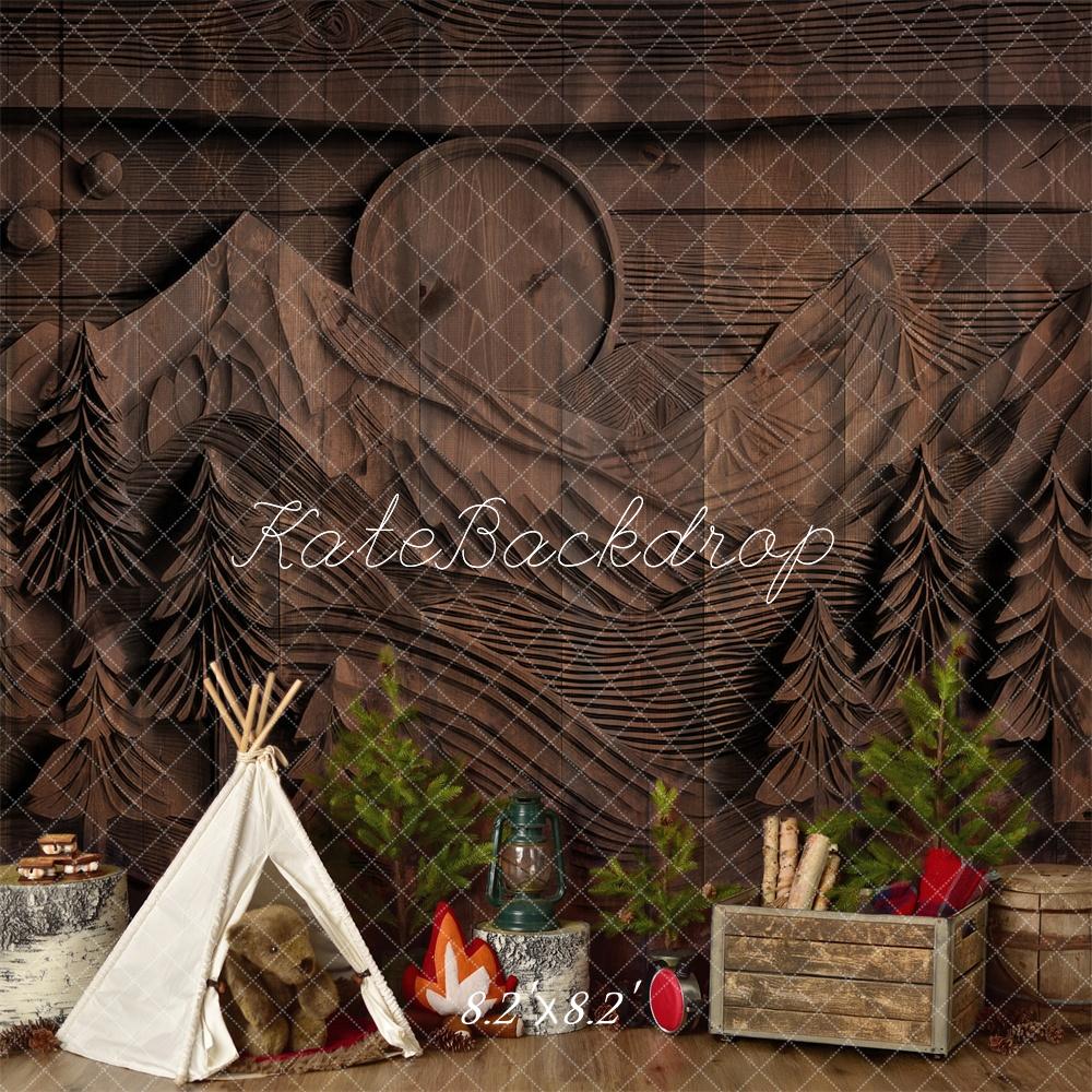 Kate Camping Forêt Tipi Mur sculpté Toile de fond conçue par Mandy Ringe - Kate Backdrop FR