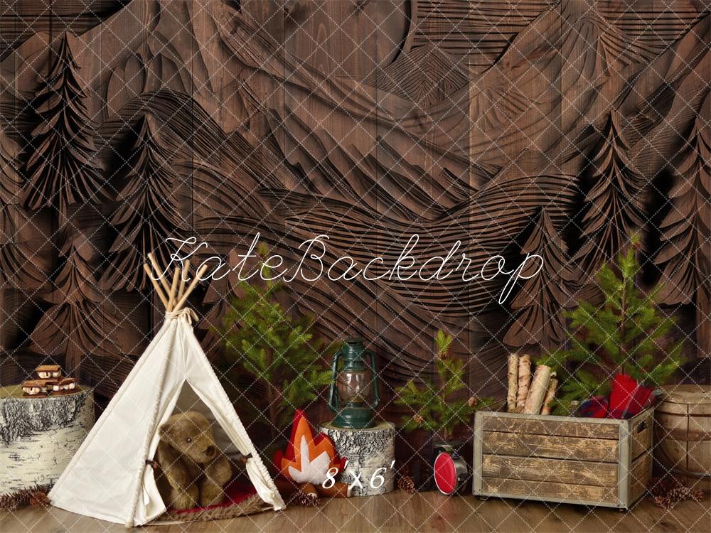 Kate Camping Forêt Tipi Mur sculpté Toile de fond conçue par Mandy Ringe - Kate Backdrop FR