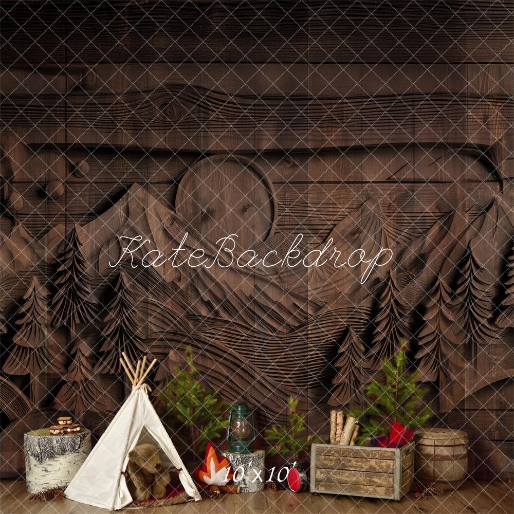 Kate Camping Forêt Tipi Mur sculpté Toile de fond conçue par Mandy Ringe - Kate Backdrop FR