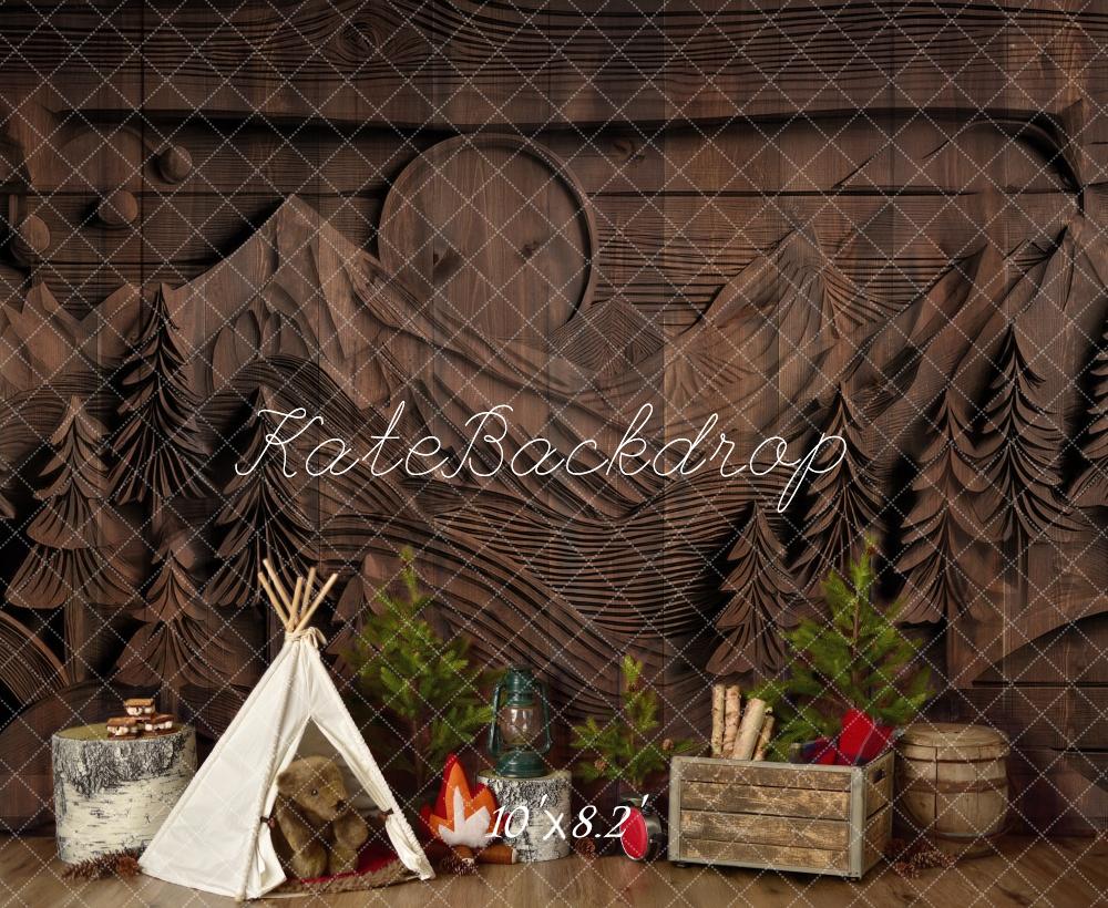 Kate Camping Forêt Tipi Mur sculpté Toile de fond conçue par Mandy Ringe - Kate Backdrop FR