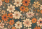 Kate Fleurs Rétro Bleu sarcelle Orange Ivoire Toile de fond conçue par Mandy Ringe - Kate Backdrop FR