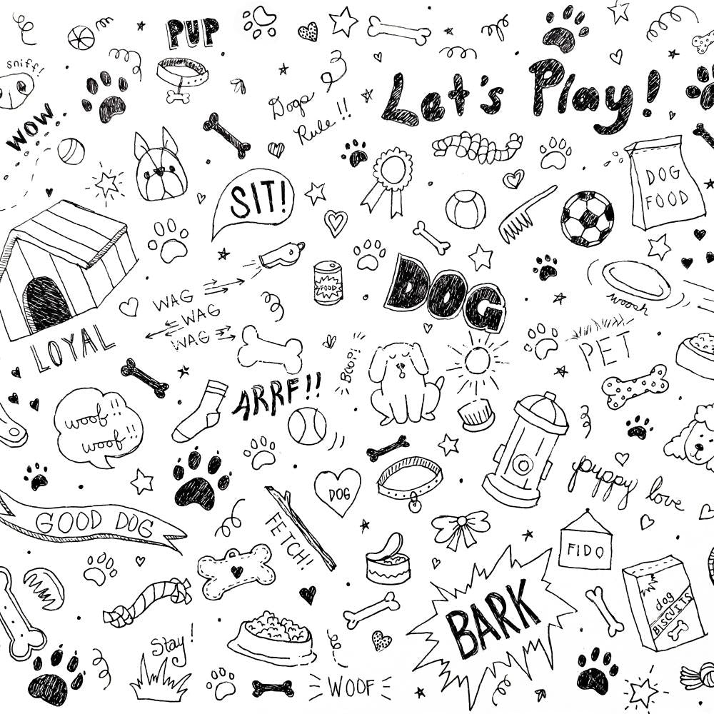 Kate Chien Griffonnages Noir & Blanc Enfant Toile de fond conçue par Mandy Ringe - Kate Backdrop FR