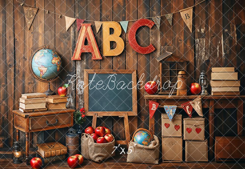 Kate Scolaire Globe Vintage Mur en bois Toile de fond conçue par Emetselch