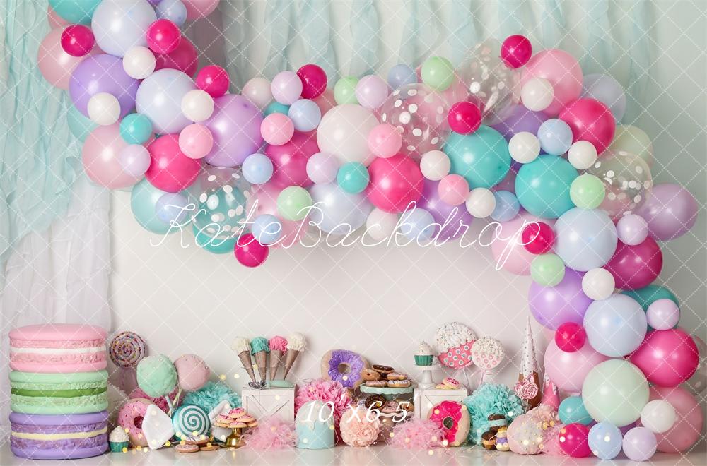 Kate Donut Bonbons Crème glacée Anniversaire Toile de fond conçue par Mandy Ringe - Kate Backdrop FR