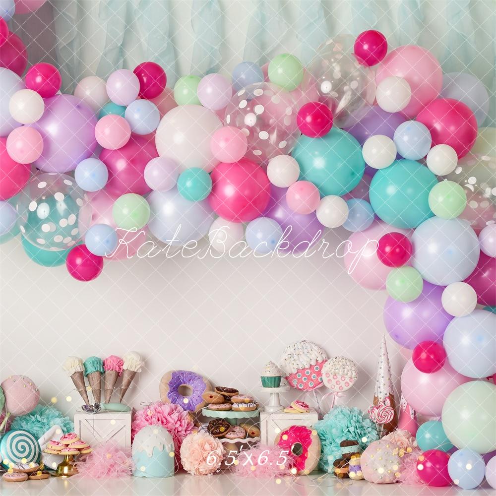 Kate Donut Bonbons Crème glacée Anniversaire Toile de fond conçue par Mandy Ringe - Kate Backdrop FR