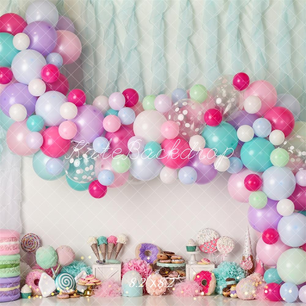 Kate Donut Bonbons Crème glacée Anniversaire Toile de fond conçue par Mandy Ringe - Kate Backdrop FR