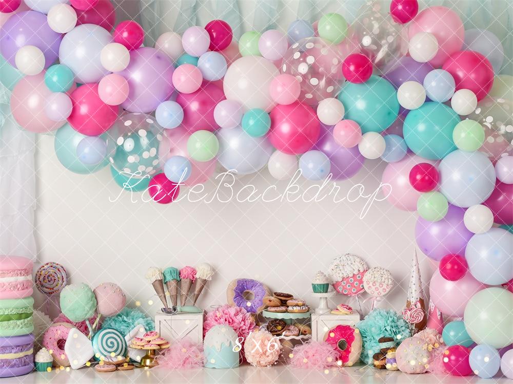 Kate Donut Bonbons Crème glacée Anniversaire Toile de fond conçue par Mandy Ringe - Kate Backdrop FR