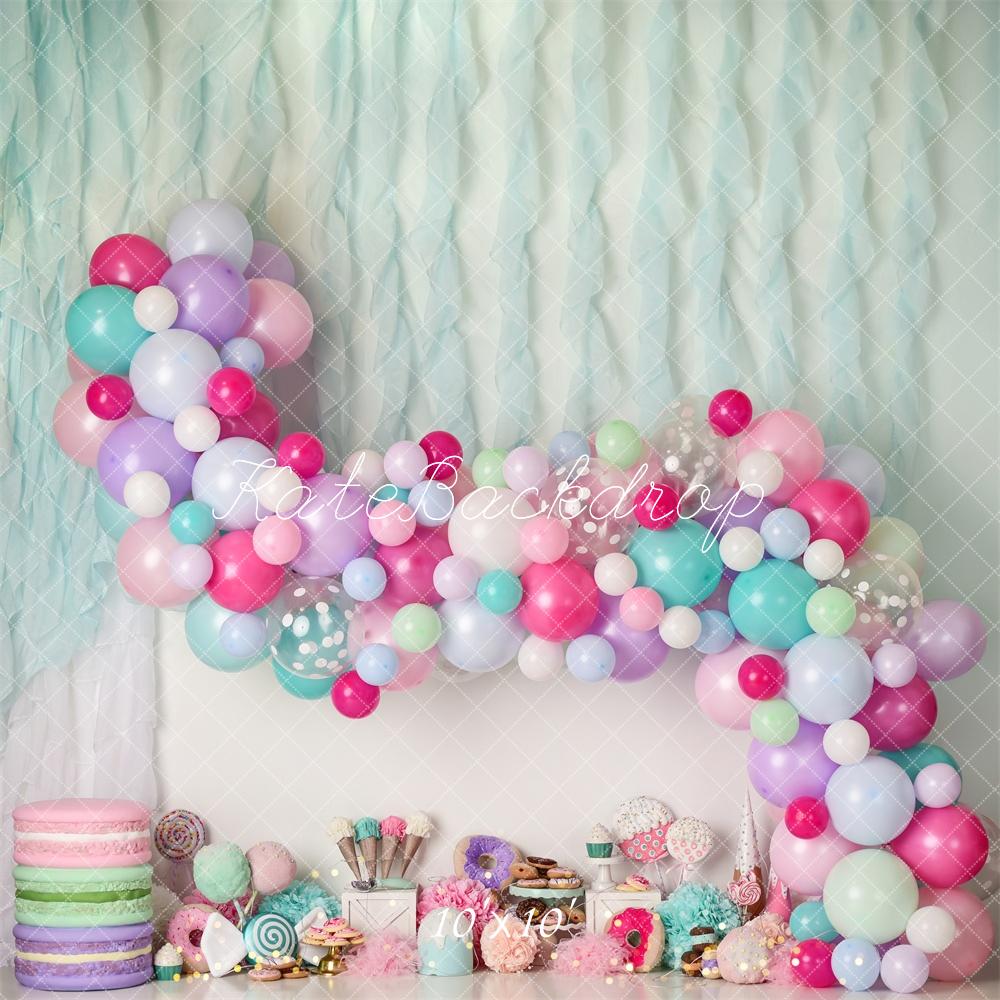 Kate Donut Bonbons Crème glacée Anniversaire Toile de fond conçue par Mandy Ringe - Kate Backdrop FR
