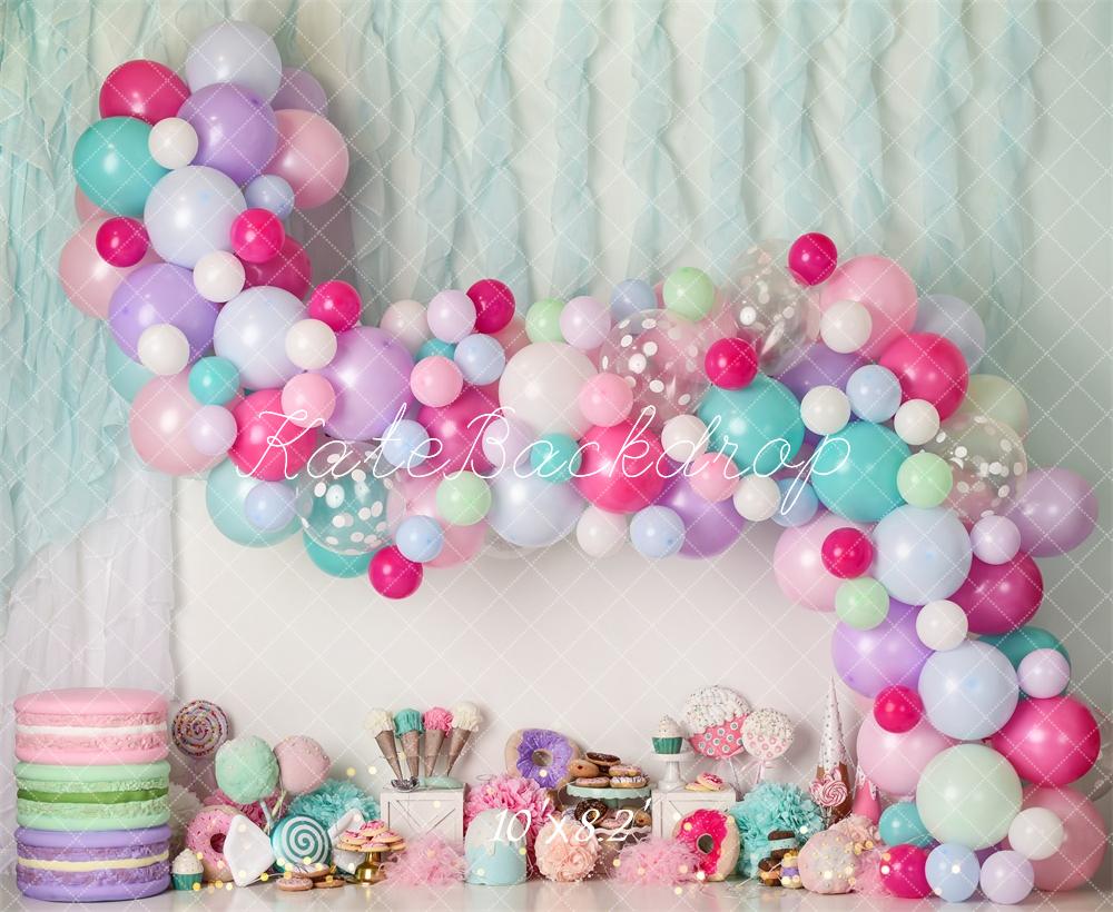 Kate Donut Bonbons Crème glacée Anniversaire Toile de fond conçue par Mandy Ringe - Kate Backdrop FR