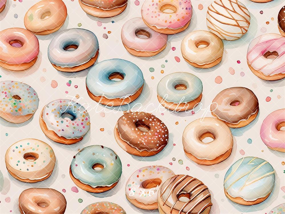 Kate Aquarelle Beignets Donuts Enfant Toile de fond conçue par Mandy Ringe - Kate Backdrop FR