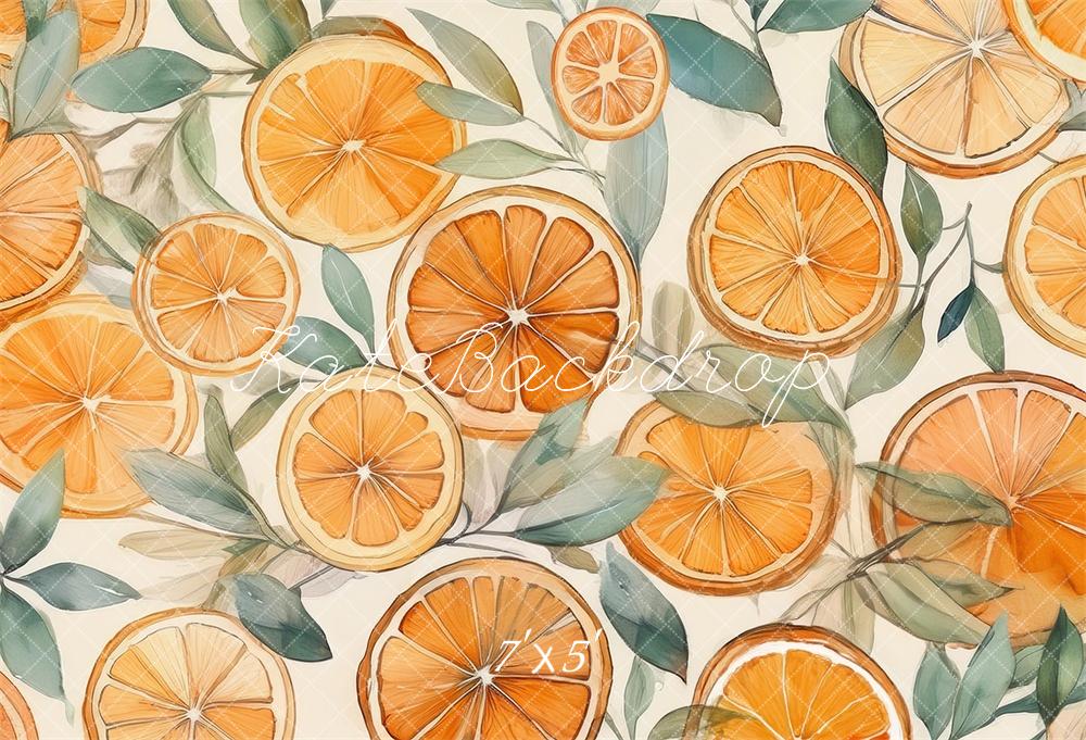 Kate Aquarelle Oranges Enfant Toile de fond conçue par Mandy Ringe - Kate Backdrop FR