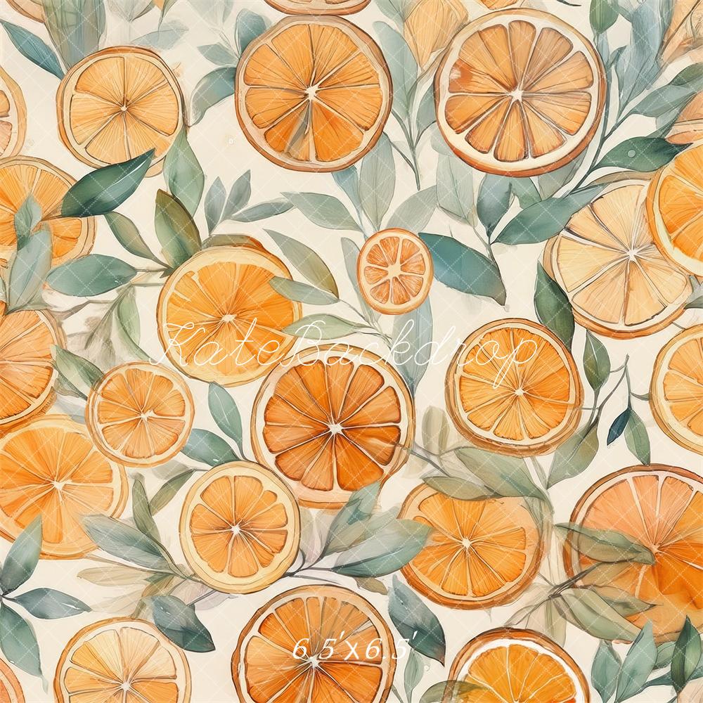 Kate Aquarelle Oranges Enfant Toile de fond conçue par Mandy Ringe - Kate Backdrop FR