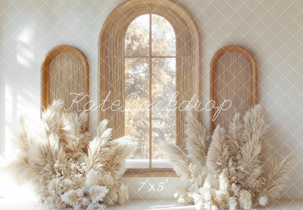 Kate Bohème Arche Fenêtre Herbe des Pampas Toile de fond conçue par Mini MakeBelieve - Kate Backdrop FR
