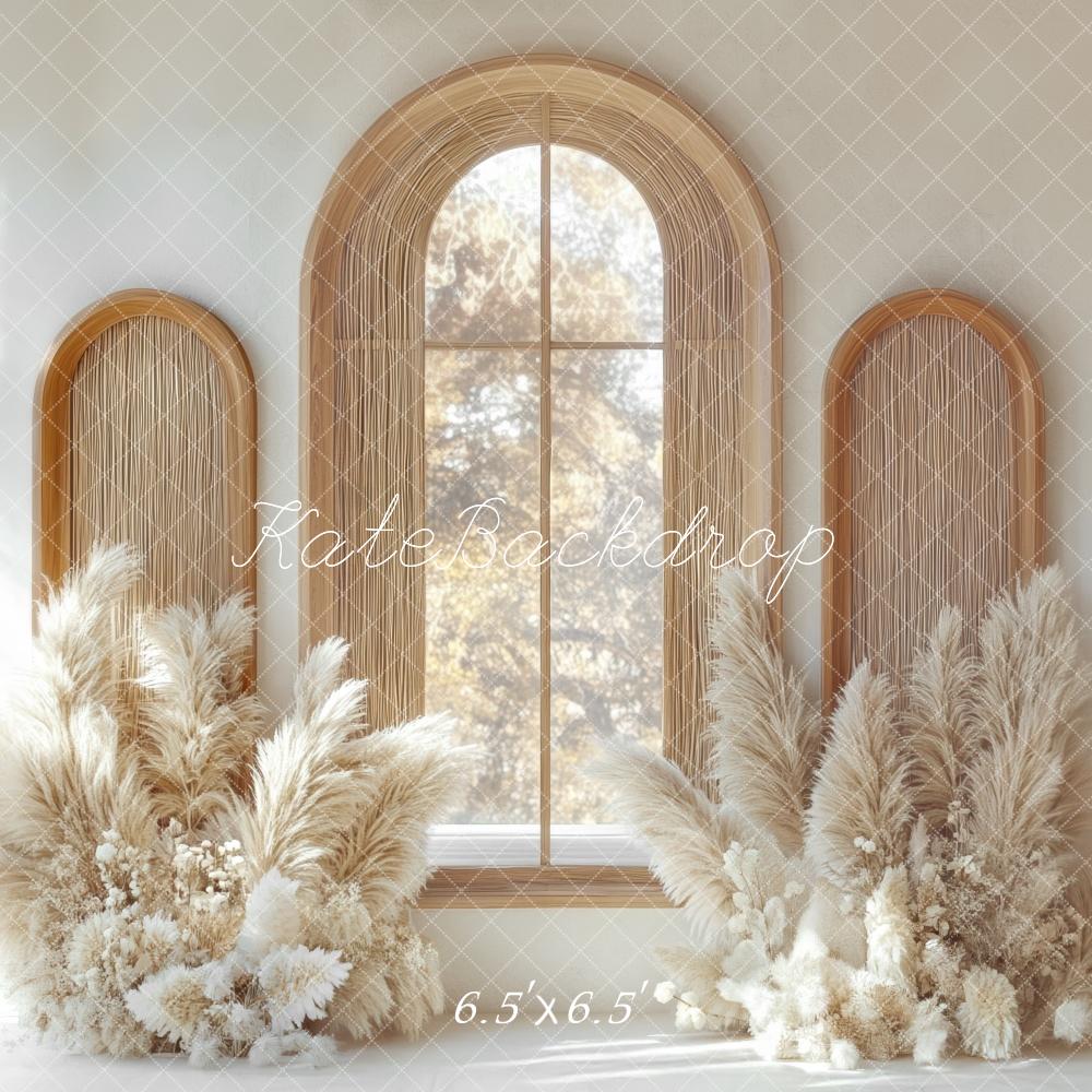 Kate Bohème Arche Fenêtre Herbe des Pampas Toile de fond conçue par Mini MakeBelieve - Kate Backdrop FR