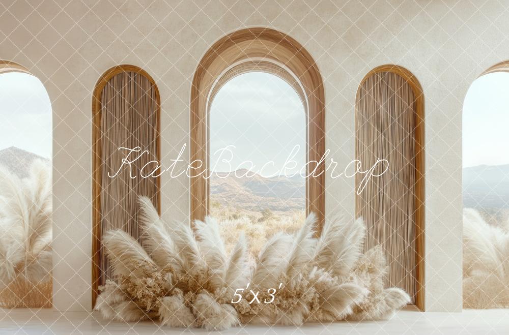 Kate Bohème Arche Herbe des Pampas Beige Toile de fond conçue par Mini MakeBelieve - Kate Backdrop FR