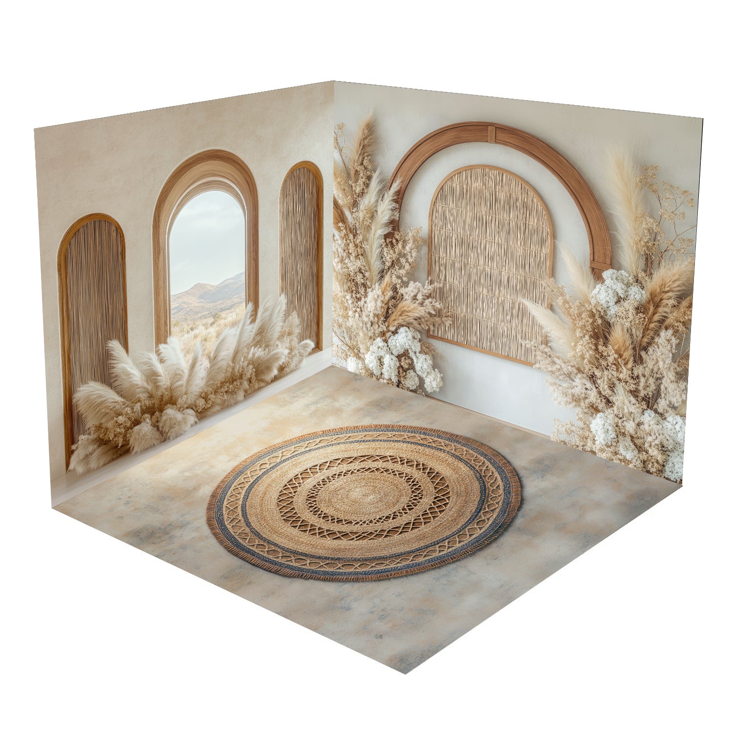 Kate Boho Arche Fenêtre Herbe des pampas Ensemble de chambre - Kate Backdrop FR