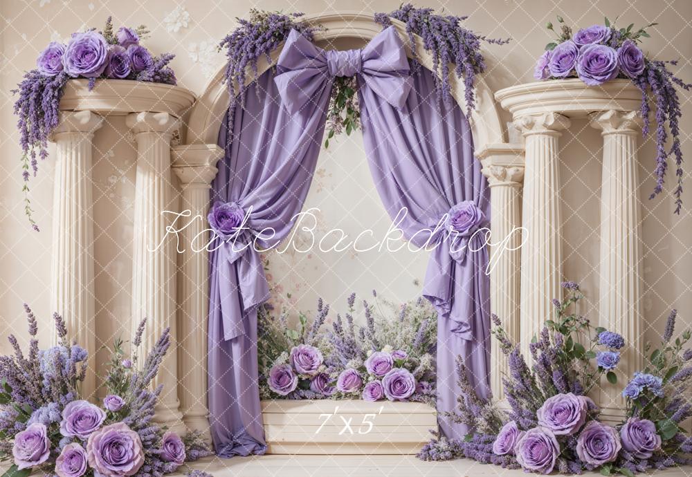 Kate Lavande Fleur Arche Colonnes Rétro Toile de fond conçue par Emetselch - Kate Backdrop FR