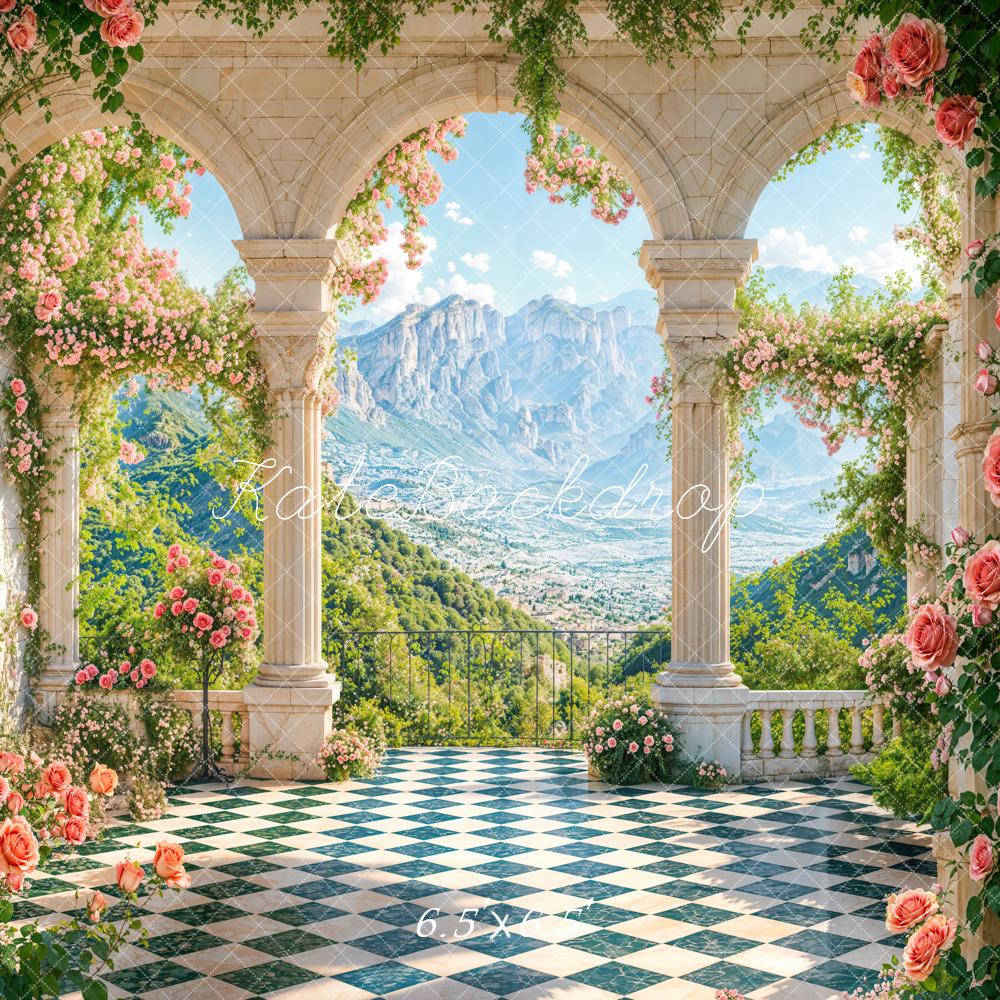 Kate Printemps Floral Terrasse Arche Montagne Toile de fond conçue par Emetselch - Kate Backdrop FR