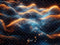 Kate Abstrait Univers Orange Bleu Vagues Toile de fond conçue par Mini MakeBelieve - Kate Backdrop FR