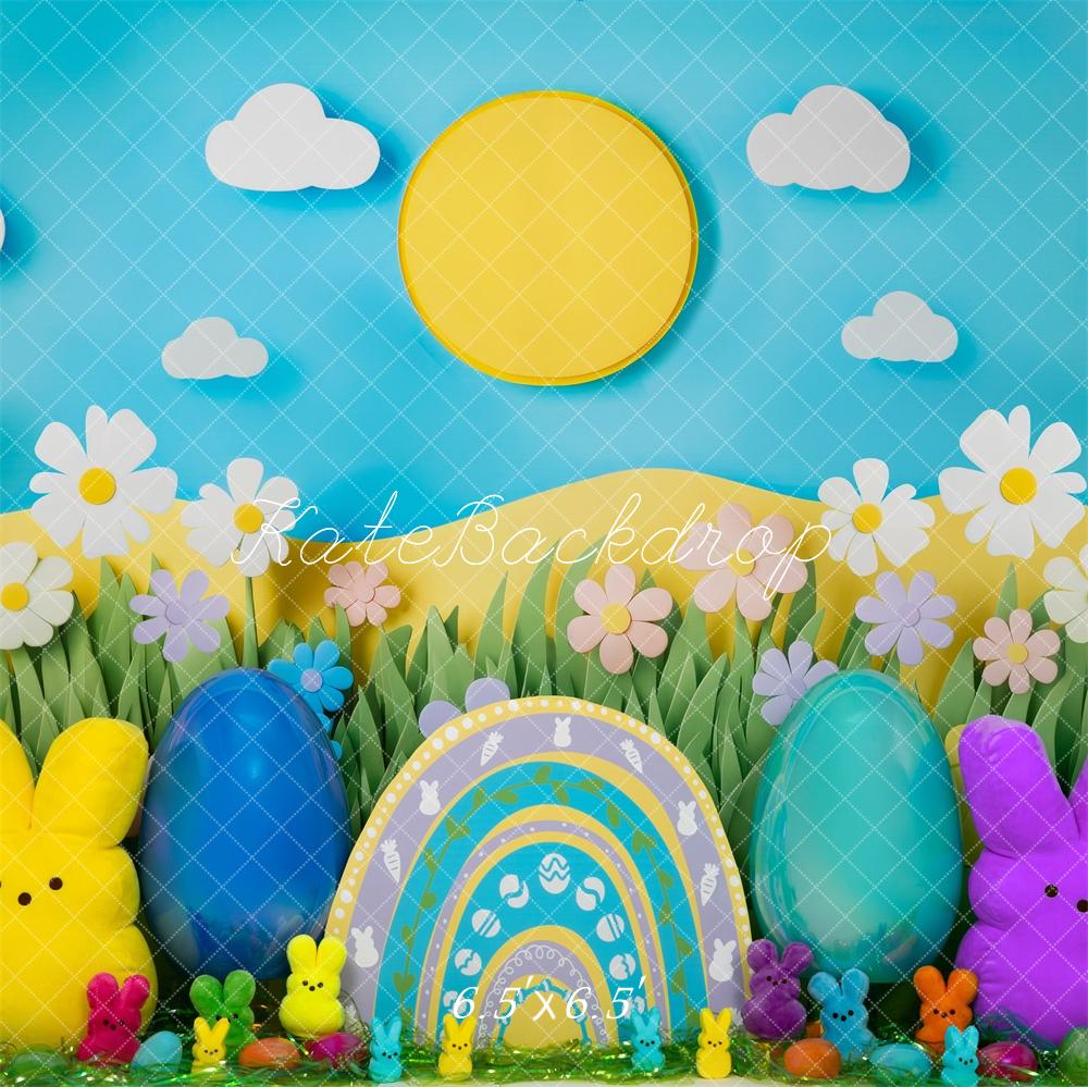 Kate Pâques Lapin Arc-en-ciel Cake Smash Toile de fond conçue par Mini MakeBelieve - Kate Backdrop FR