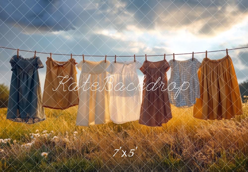 Kate Été Linge Corde à linge Toile de fond conçue par Mini MakeBelieve - Kate Backdrop FR