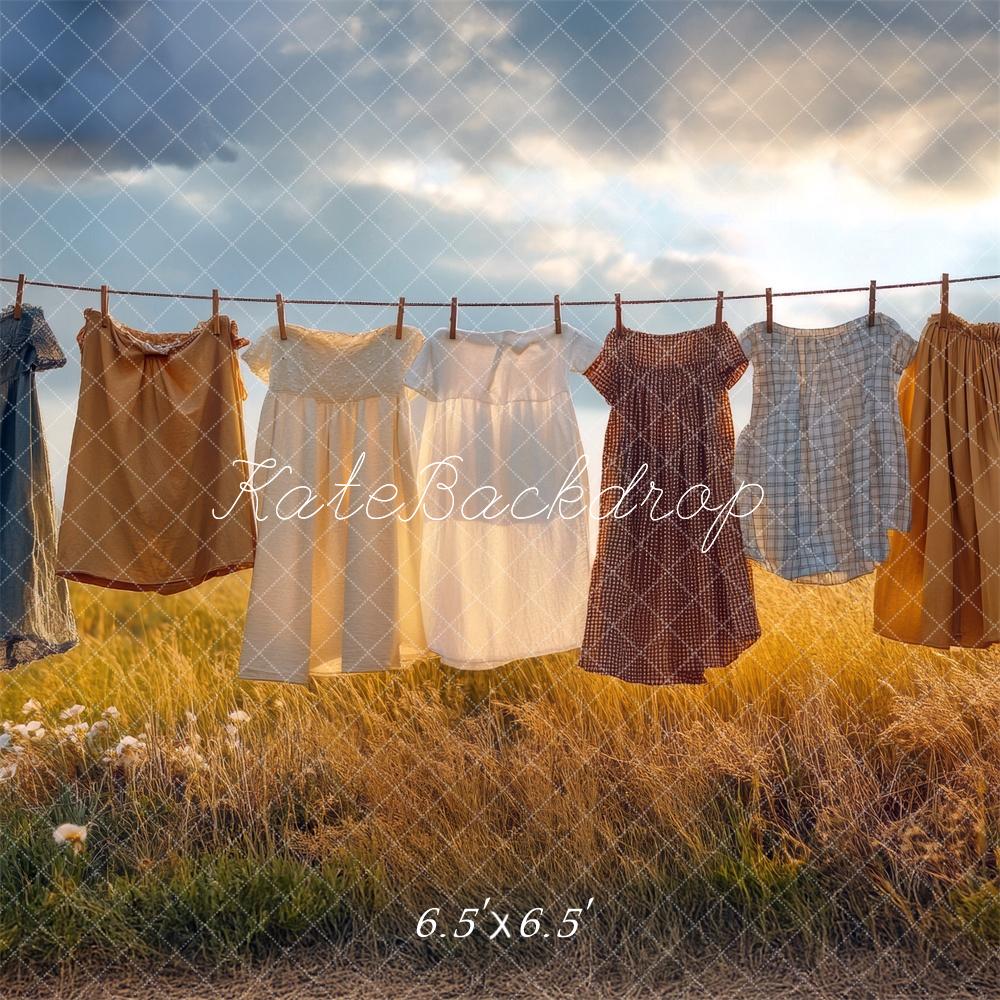 Kate Été Linge Corde à linge Toile de fond conçue par Mini MakeBelieve - Kate Backdrop FR