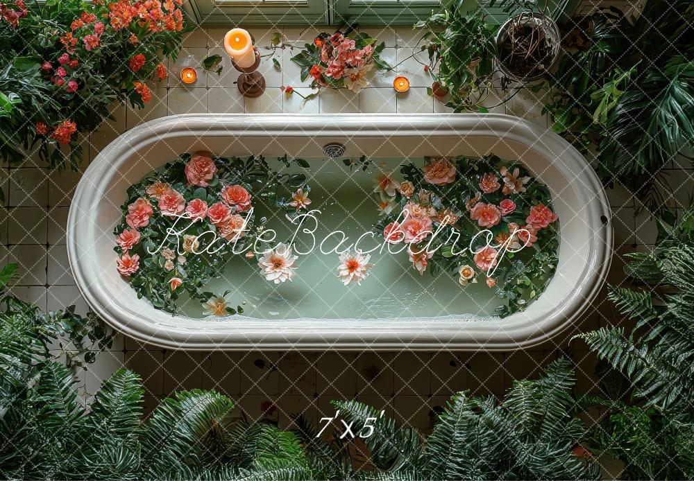 Kate Fleurs Baignoire Verdure Toile de fond conçue par Laura Bybee - Kate Backdrop FR