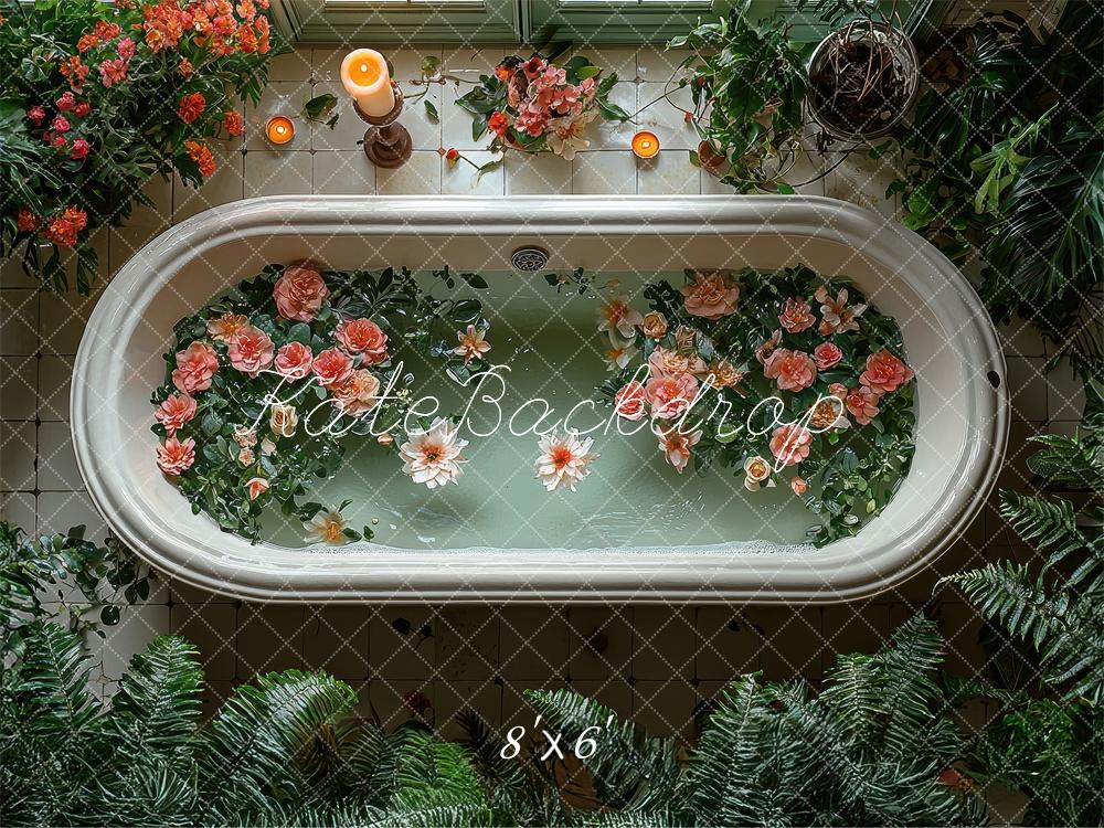 Kate Fleurs Baignoire Verdure Toile de fond conçue par Laura Bybee - Kate Backdrop FR