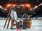 Kate Sport Aréna de Hockey Équipement Échelle Toile de fond conçue par Laura Bybee - Kate Backdrop FR
