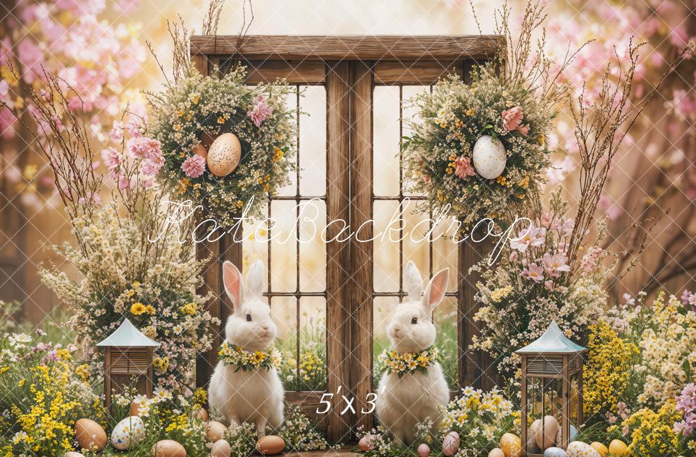 Kate Pâques Lapin Printemps Fleurs Porte Toile de fond conçue par Emetselch - Kate Backdrop FR